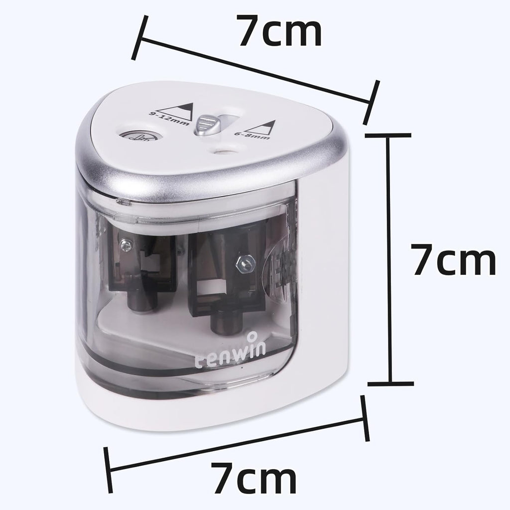 tenwin Taille-crayon électrique à double trou à piles pour crayons n° 2 et crayons de couleur 6 à 12 mm, lame durable pour taille rapide, adapté école/salle de classe/bureau/maison