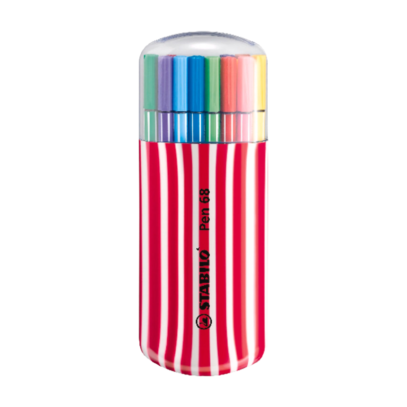 STABILO Étui de marqueurs Zebrui Pointe moyenne 1 mm - Cerise 6820-02-1-5 Pack de 20