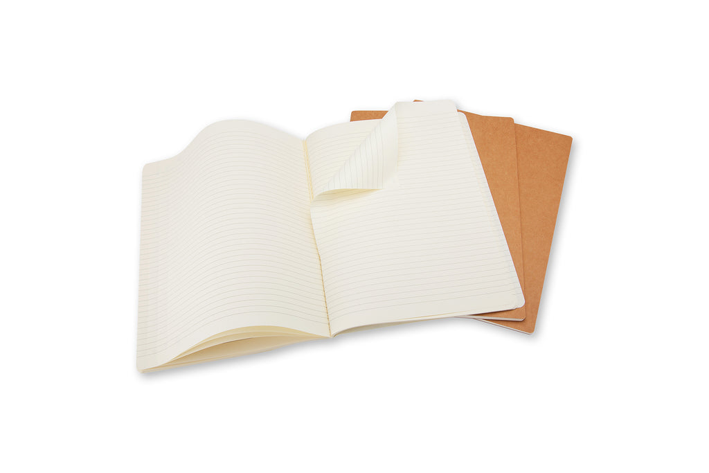 MOLESKINE Lot de 3 cahiers lignés grand format - Kraft