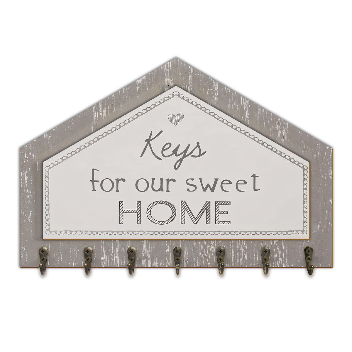 Alphynix 1 porte-clés en forme de maison, organiseur mural « Keys for our sweet HOME » avec détail cœur, rangement d'entrée pour clés et porte-clés