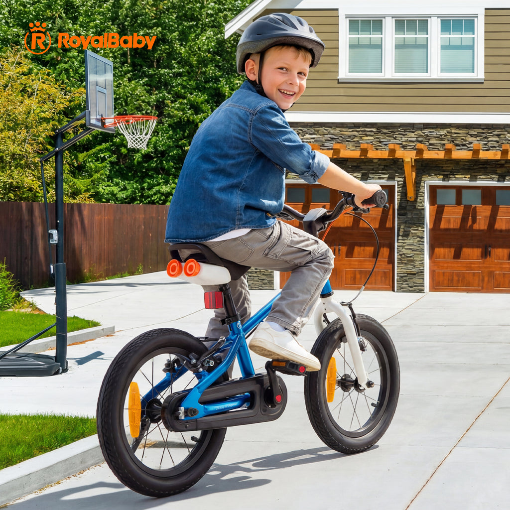 RoyalBaby Vélo pour enfants + Aluminium EZ Freestyle + 14 pouces bleu, poids net 7.4 kg