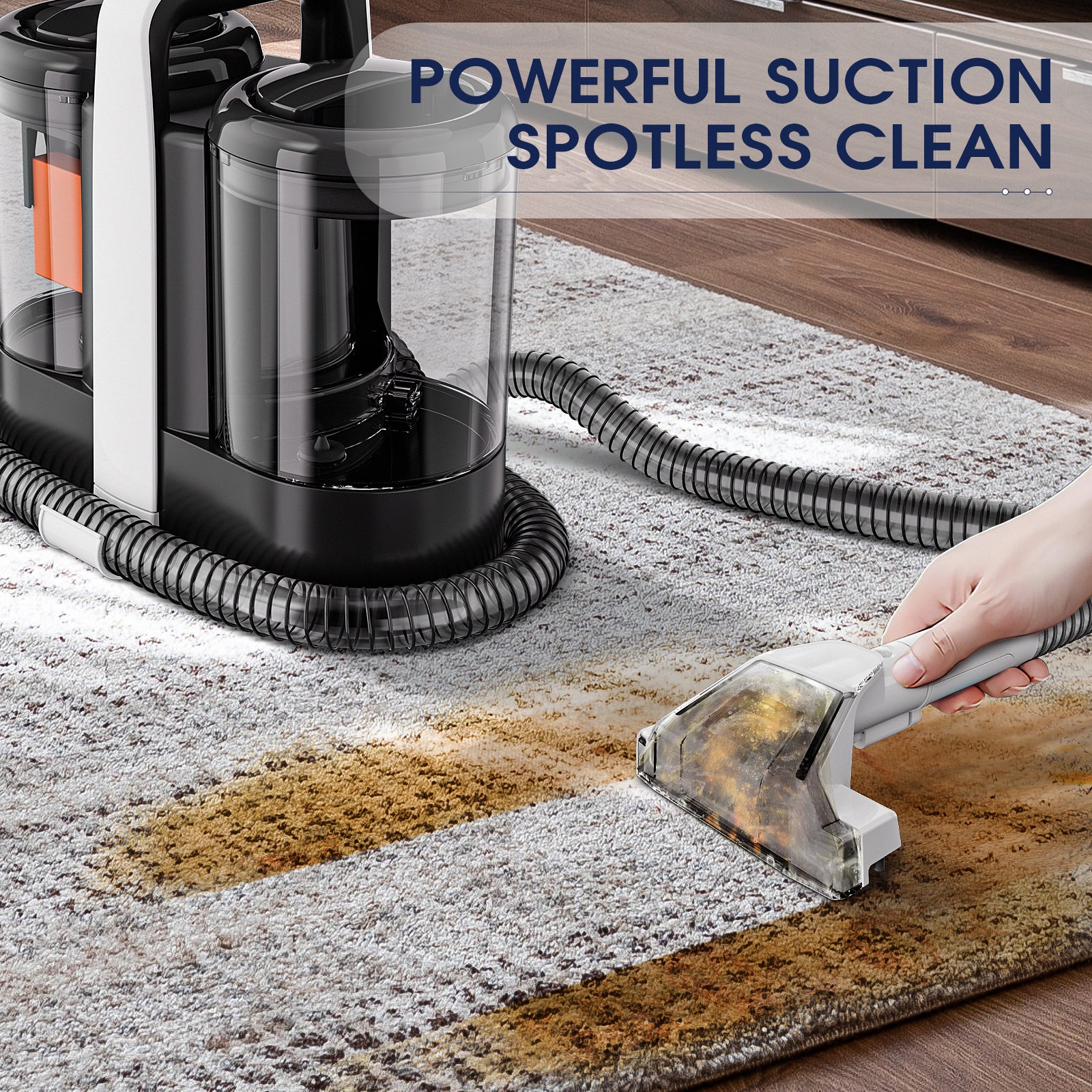 Omeser W07 Nettoyeur de Tapis à Main, 600 W, 15 kPa Machine de Nettoyage Câblée pour Taches sur Tissus, Canapé, Animaux et Voiture