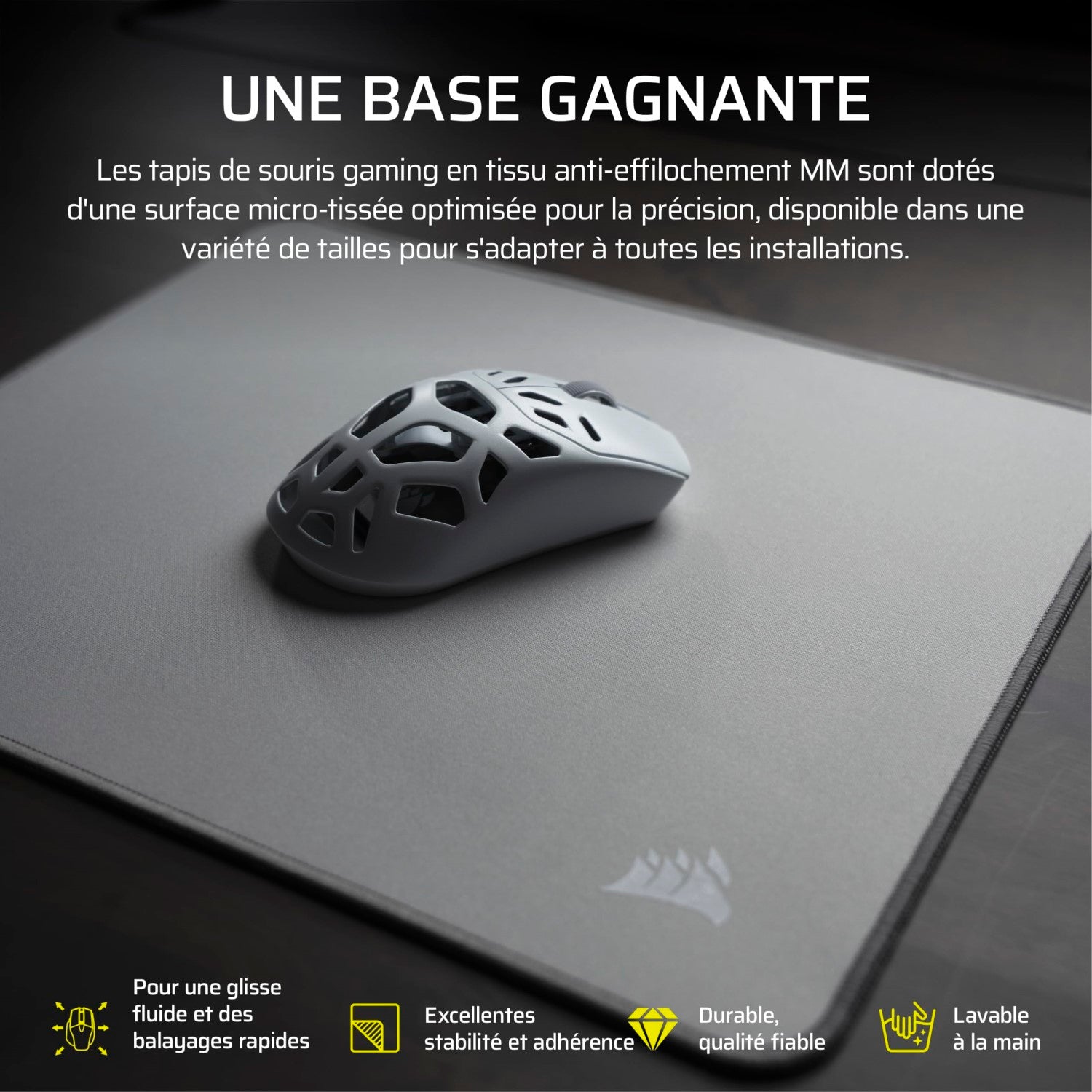 Corsair MM Tapis de Souris Gaming Tissu 122x59 cm Surface Lisse - gris