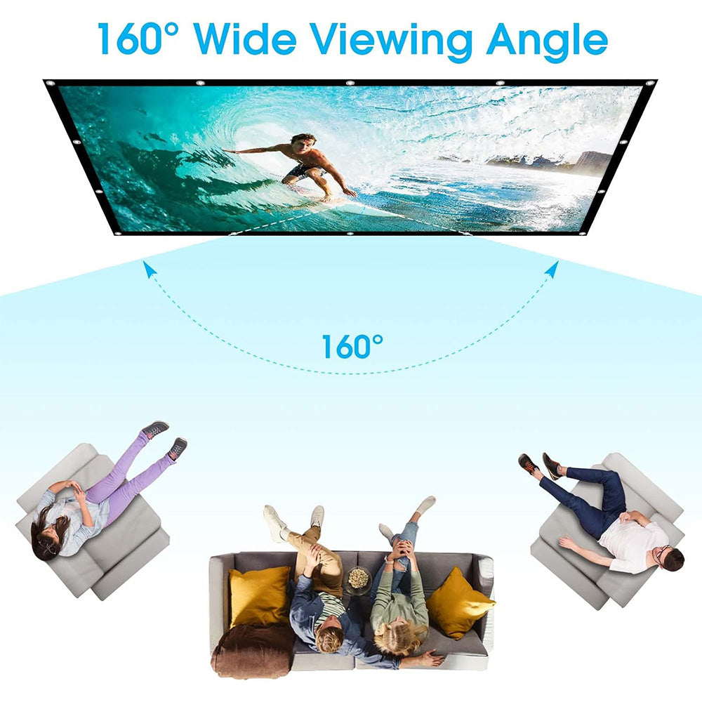 XBJ Écran de projection 120 pouces 16:9 | Écran de projection double face pliable anti-froissement HD 4K portable, angle de vision large de 160°