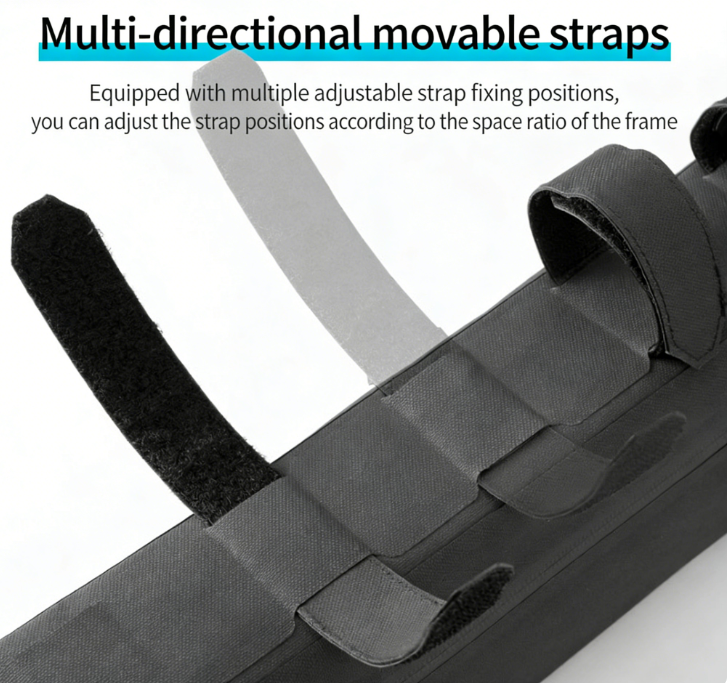 ROCKBROS Sacoche de tube supérieur étanche pour vélo, Pochette de rangement triangulaire pour cadre de vélo de route et VTT, Sacoche porte-téléphone de cyclisme, 40 x 12,5 cm