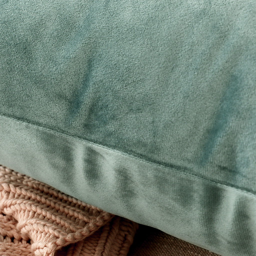 Deconovo Housse de coussin en velours néerlandais, coloris vert clair, 45 x 45 cm, 1 pièce