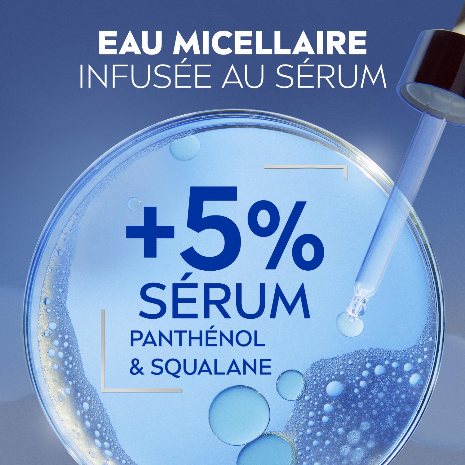 NIVEA Eau Micellaire Démaquillante Visage Infusée au Sérum Panthenol Skin Recharge Peau fatiguée 400 ml