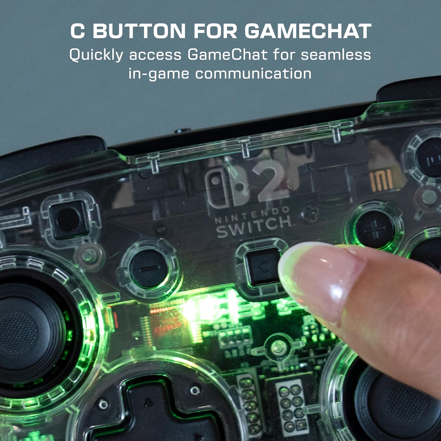Turtle Beach Afterglow Wave Manette Sans Fil (Bluetooth) RGB - TMR Sticks, Batterie 40 h, 4 Modes RGB, 2 Boutons Programmables - Nintendo Switch 2, Switch, Switch Lite & Switch OLED - Transparent