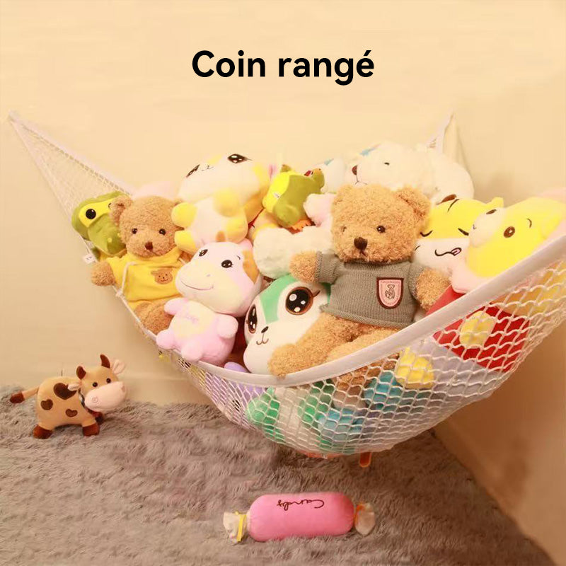 JORDAN&JUDY Filet de rangement pour jouets, hamac de rangement pour peluches, blanc