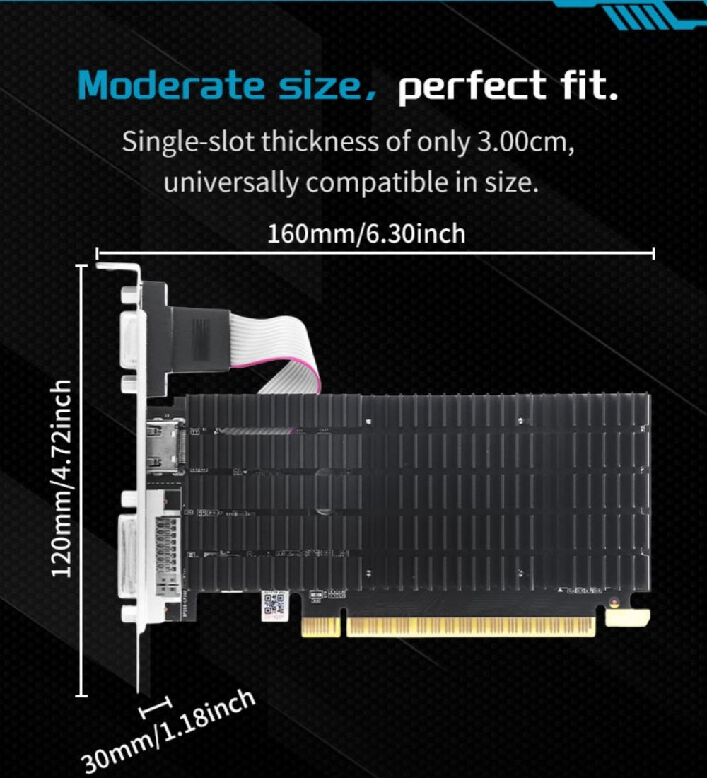 SOYO Gaming GeForce GT 710 2 Go DDR3 64 bits, prend en charge DirectX 12 OpenGL 4.6, profil bas, NVIDIA, carte graphique dédiée pour bureau et divertissement, carte à emplacement LP
