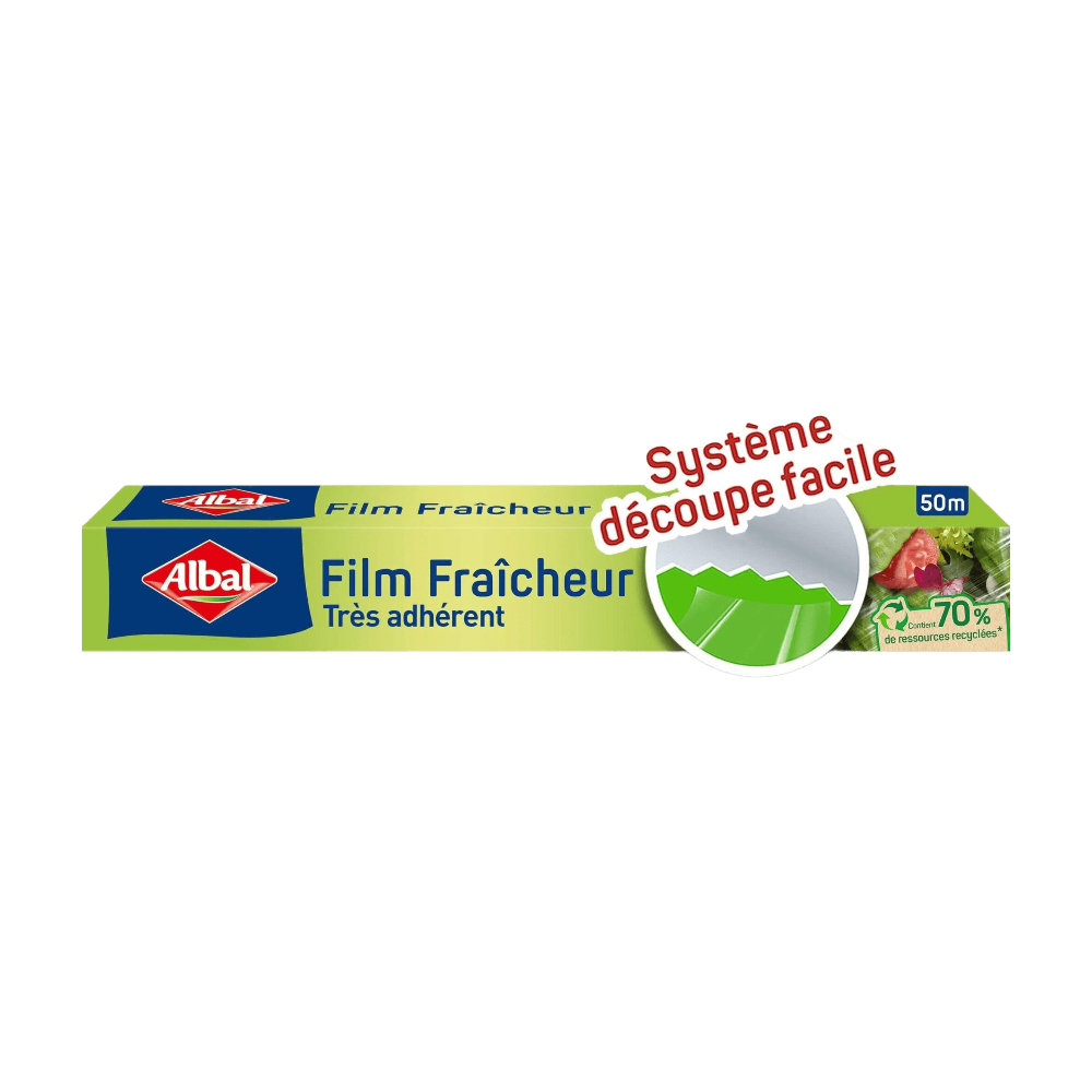 ALBAL Film Adhésif Fraîcheur Extra Large Rouleau Matière Recyclée 50 m x 32,5 cm