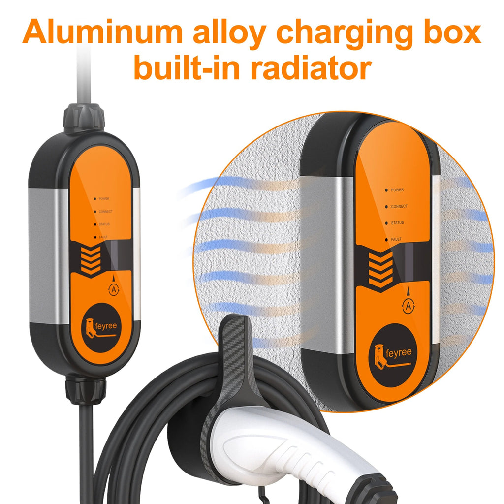 Feyree Chargeur portable pour véhicule électrique type 2 16 A 3,5 kW, Câble de recharge 5 m avec prise Schuko, Courant réglable pour chargeur de voiture électrique