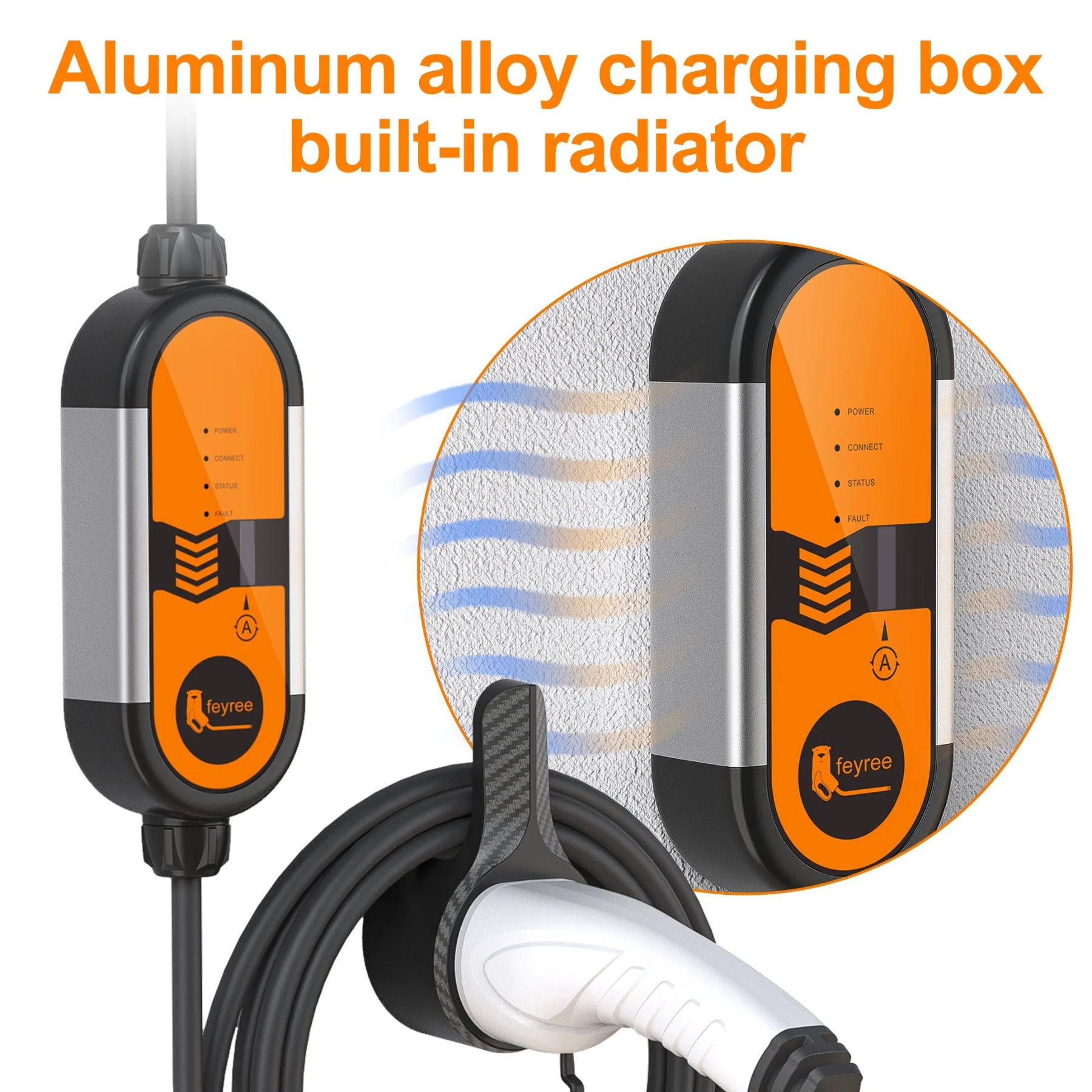 Feyree Chargeur portable pour véhicule électrique type 2 16 A 3,5 kW, Câble de recharge 5 m avec prise Schuko, Courant réglable pour chargeur de voiture électrique