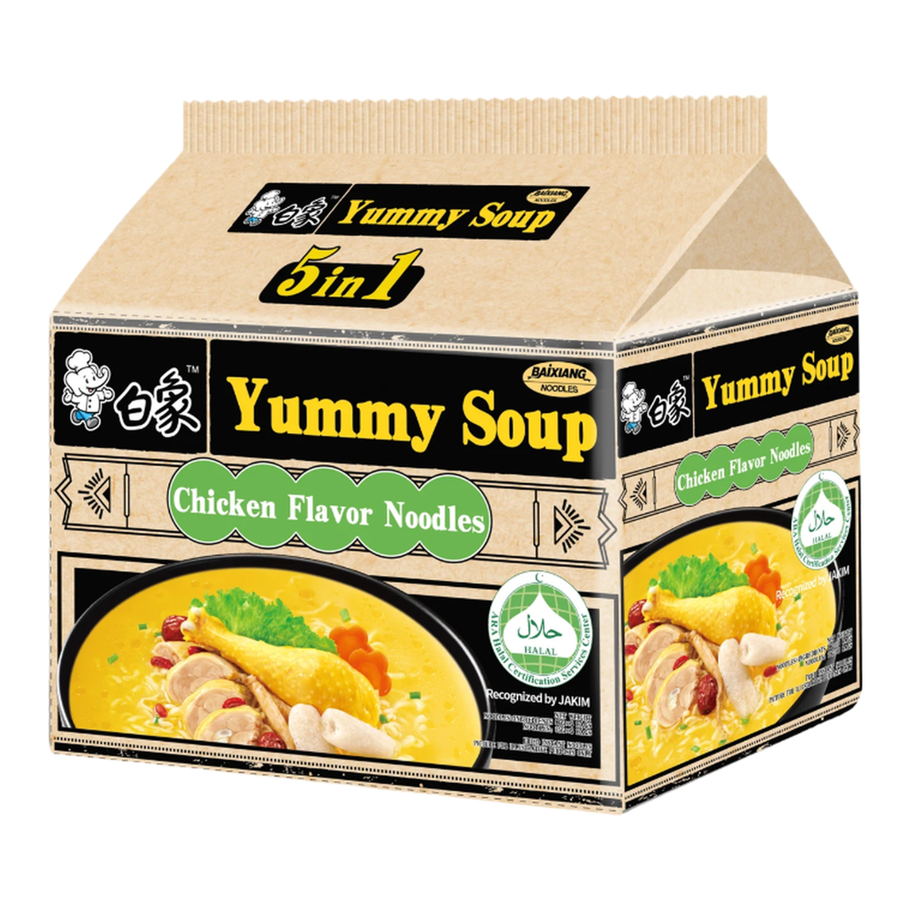 Bai Xiang Soupe de nouilles au poulet Halal - 5 x 96 g