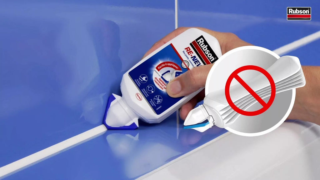 Rubson – Re-New Blanc (1 x 80ml) – Mastic sanitaire blanc à base de silicone, s'applique sur le joint déjà existant – Mastic étanche & anti-moisissures