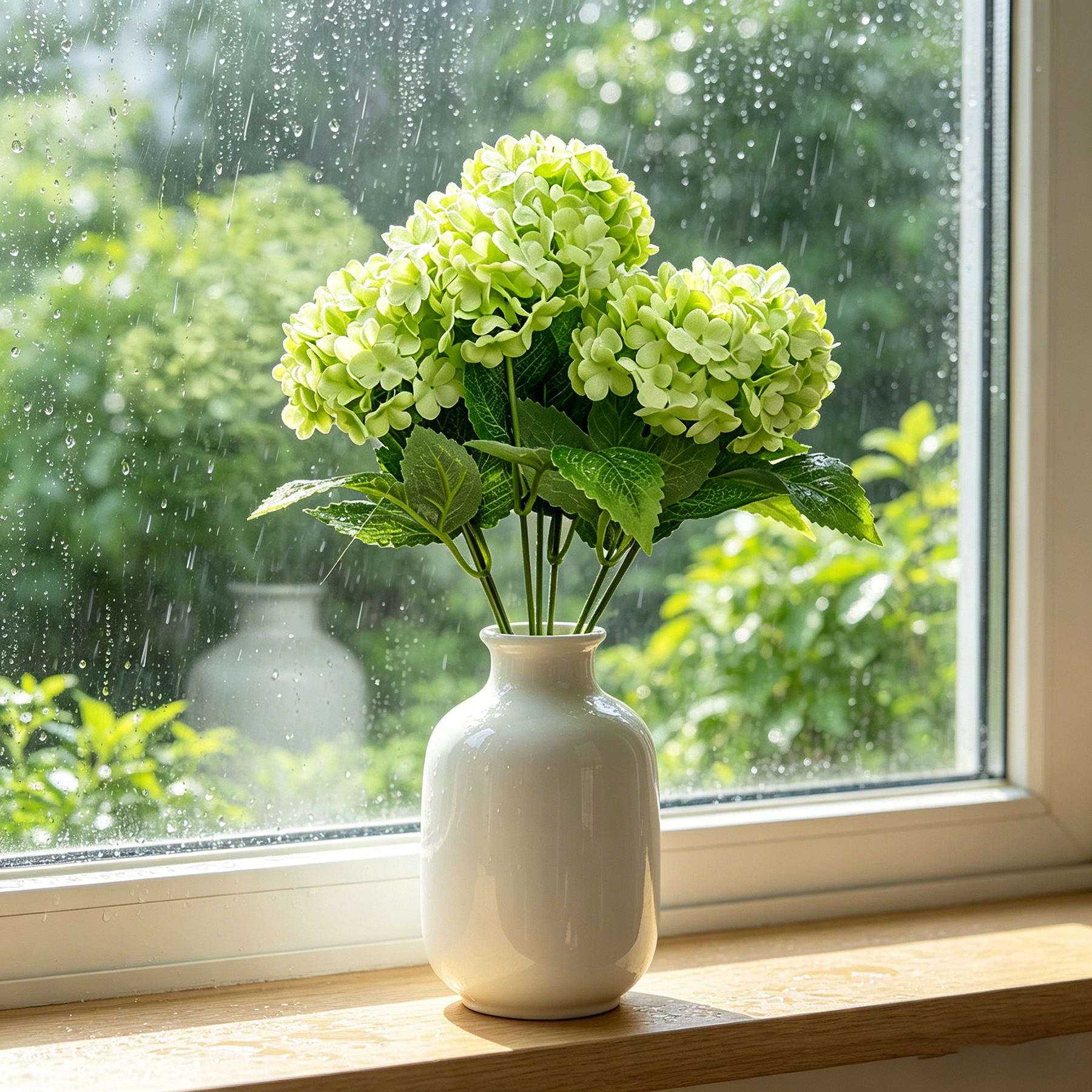Yuejia 1 pièce fleur d’hortensia artificielle en soie à 7 têtes 13 po/33 cm pour arrangement floral salon chambre mariage, décoration florale artificielle, vert