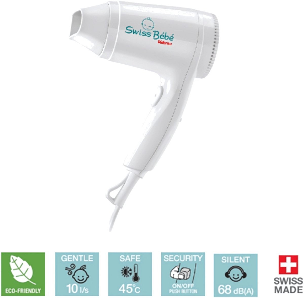 Valera Sèche-cheveux pour bébé, Fabriqué en Suisse, 500 W, Silencieux et doux