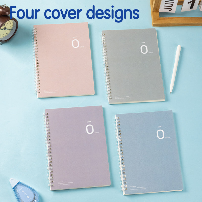 Deli Carnet à spirale, A5 (148 x 210 mm), 60 feuilles/120 pages, 70 g/m² - Parfait pour les étudiants, le bureau et le journaling, Série 0, Lot de 4