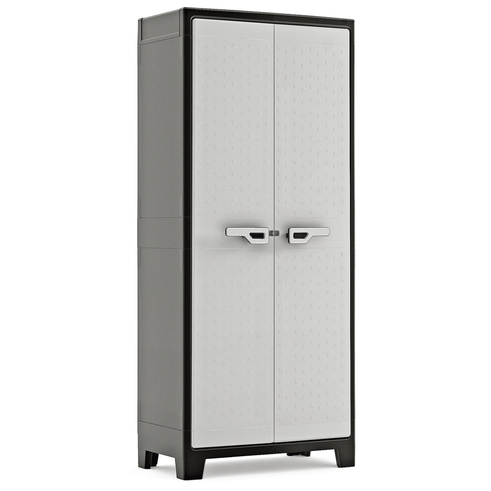 KETER Armoire Haute TITAN Noir - Gris - 4 Étagères Réglables - Étanche - 80x44x182 cm