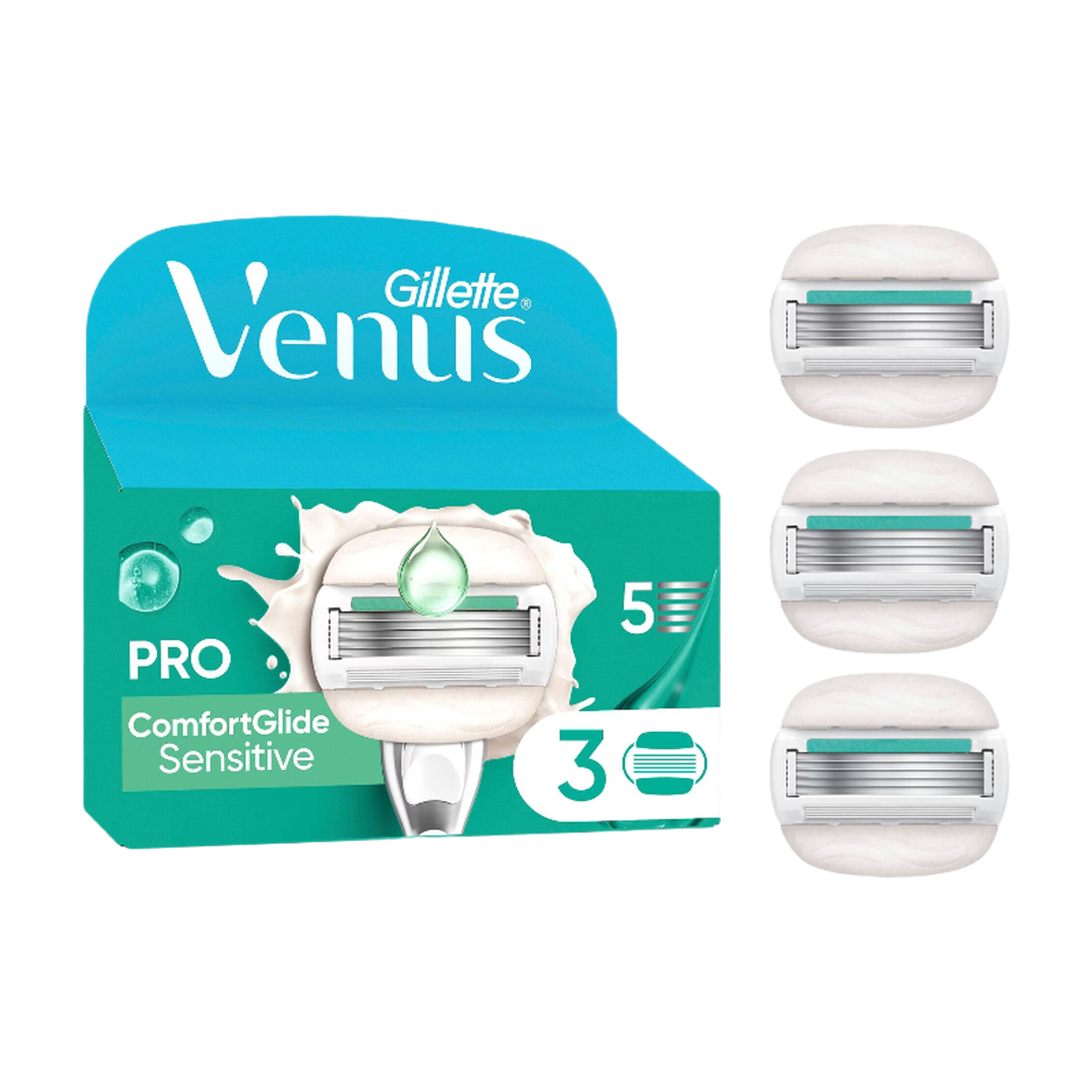 Gillette Venus Pro ComfortGlide Sensitive Recharges de rasoir Peaux sensibles 3 unités