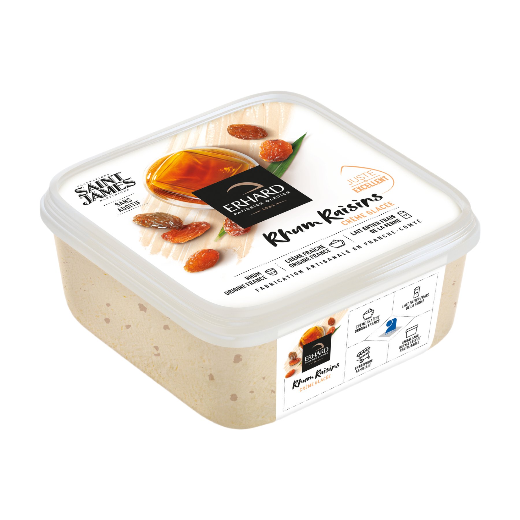Erhard Crème glacée rhum raisins - 450 g