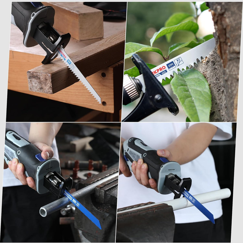WORKPRO Lames de scie alternatives pour bois, métal et plastique, compatibles Bosch, Dewalt, Makita, Ryobi, Milwaukee, avec sac - 32 pièces