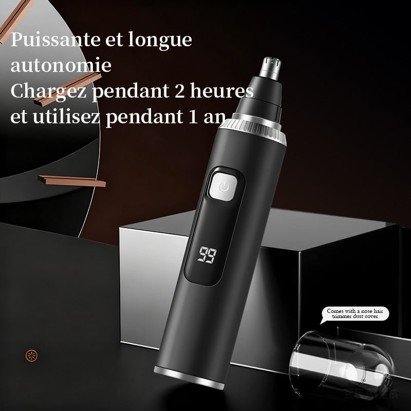 Sparoma Tondeuse pour poils oreilles et nez 3-en-1 – Écran LED | Moteur haute vitesse 8500 tr/min | Étanche IPX7 | Rechargeable Type-C