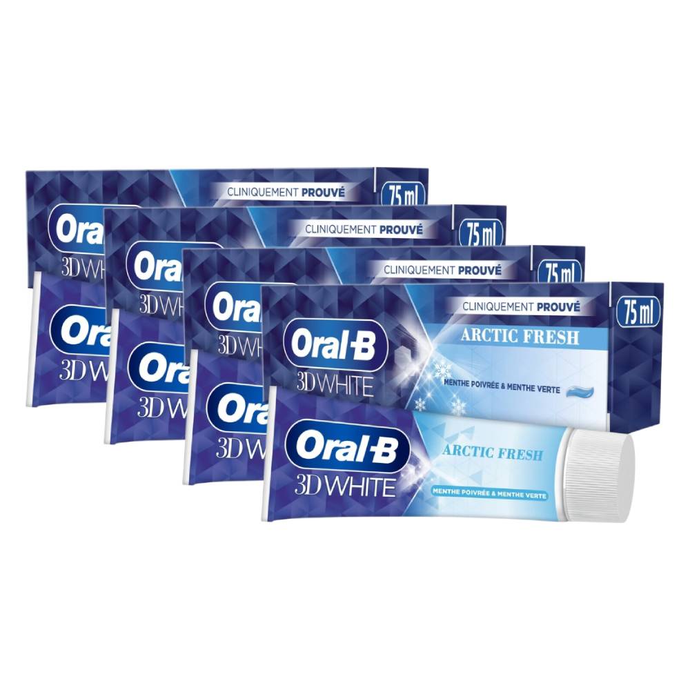 Oral-B 3D White Dentifrice Arctic Fresh 75 ml - Lot de 4 (4 x 75 ml = 4 tubes)
