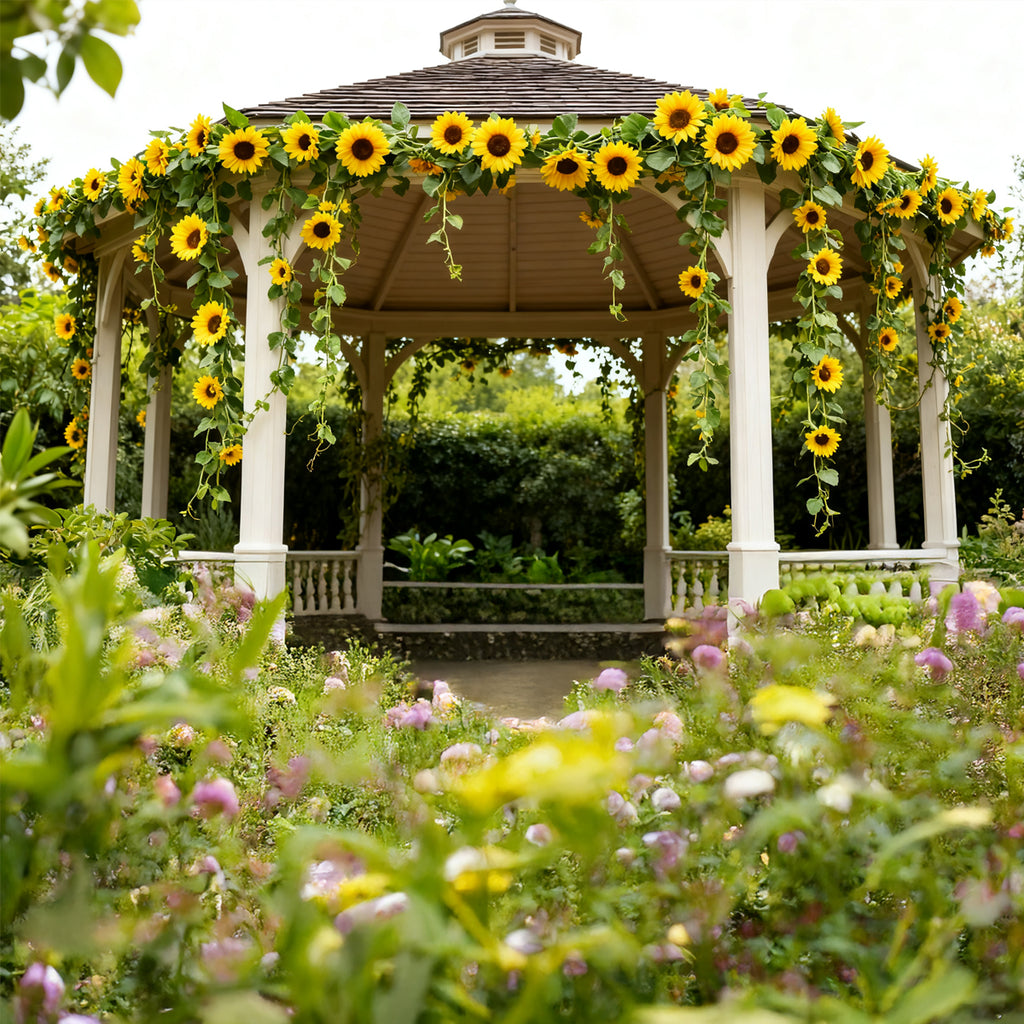Wei's moment Lot de 3 Guirlandes de Tournesols Artificiels, Guirlande de Fleurs 7,38 ft, Guirlande de Tournesols, Lianes de Faux Tournesols, Fleurs Artificielles, Guirlande
