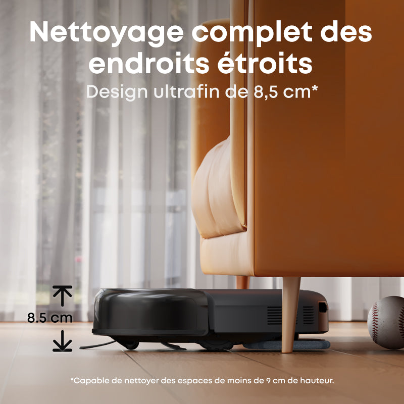 eufy Omni C20 aspirateur robot avec station tout-en-un, vidage automatique, fonction lavage et séchage, 7 000 Pa, design 8,5 cm, fonction essuyage, sécurité enfant