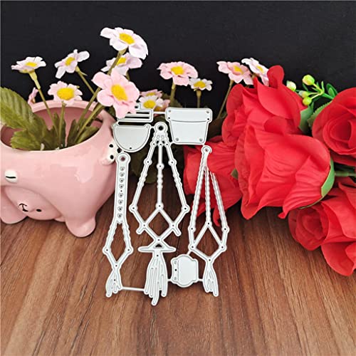 WhereHike Tampon pour scrapbooking, Pot de fleurs suspendu, Matrice de découpe en métal, Pochoir, Gabarit pour papier carte album de scrapbooking