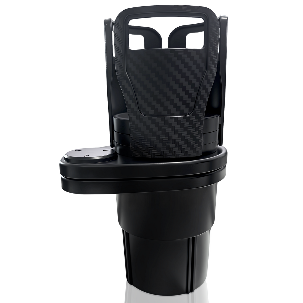 Porte-gobelet voiture 2-en-1, support de boisson pivotant à 360° avec base réglable, antidérapant et stable en ABS, adapté aux bouteilles, tasses à café et canettes, noir