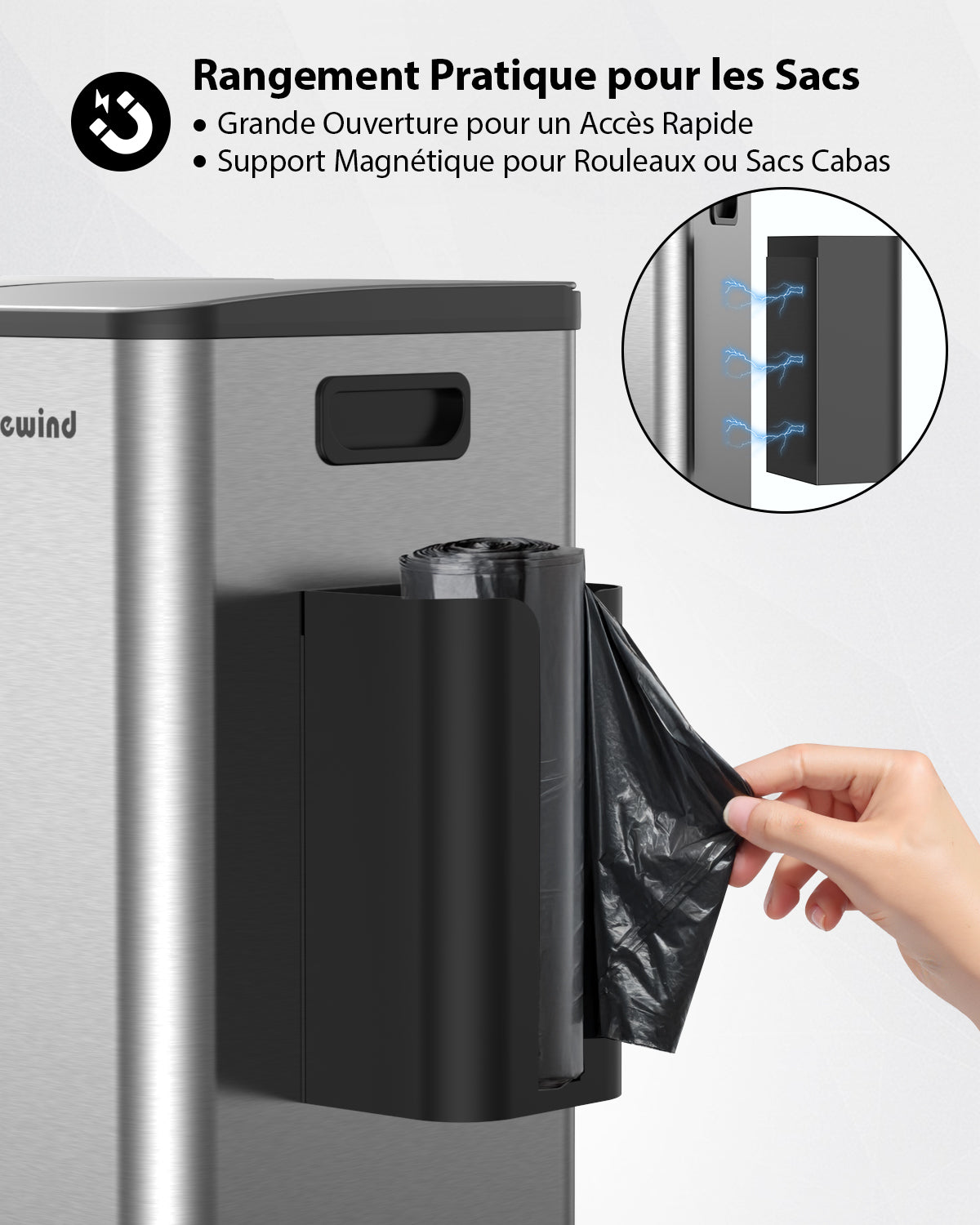 Poubelle de cuisine 60 L (3 x 20 L) en acier inoxydable, poubelle et bac de recyclage combinés avec couvercle à fermeture douce, poubelle à pédale à double compartiment pour recyclage, argenté