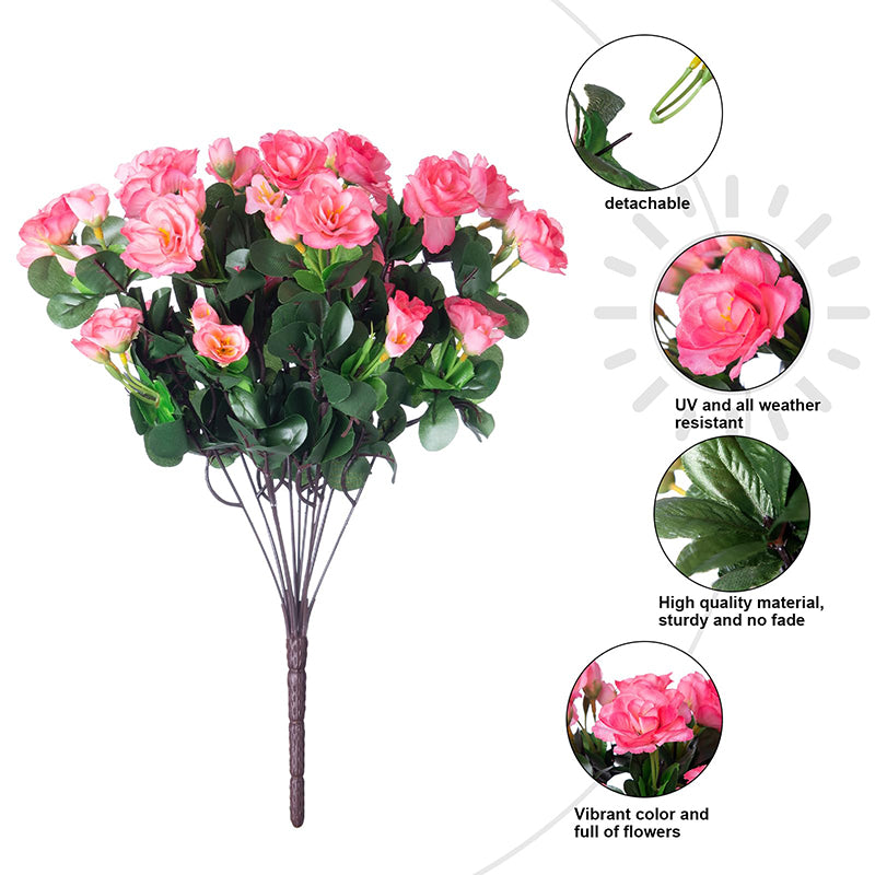 Yuejia Lot de 6 bouquets de fleurs artificielles en soie camélia rose - 38 cm