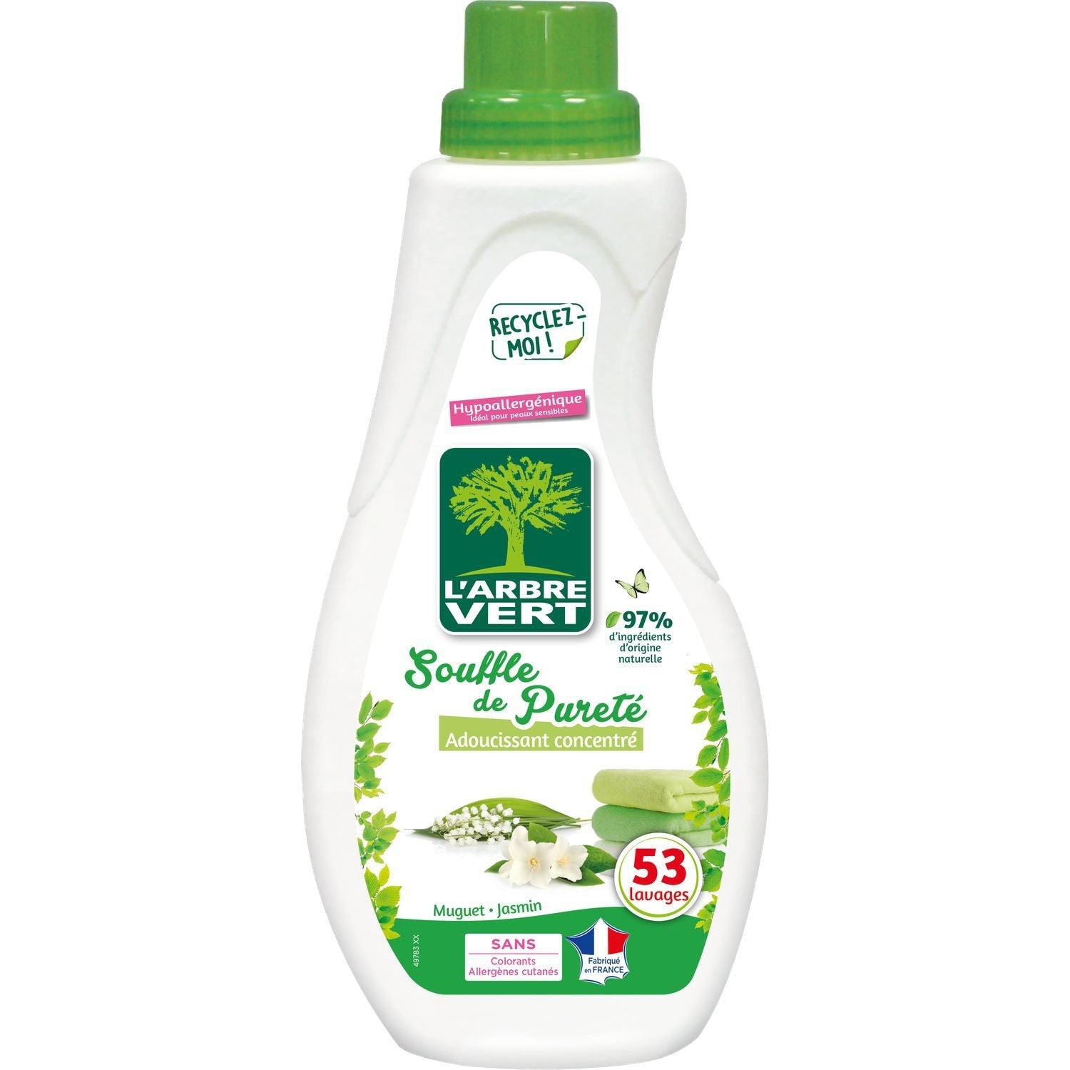 L'Arbre Vert Assouplissant Douceur Brise Pure Muguet & Jasmin 800 ml (53 Lavages)