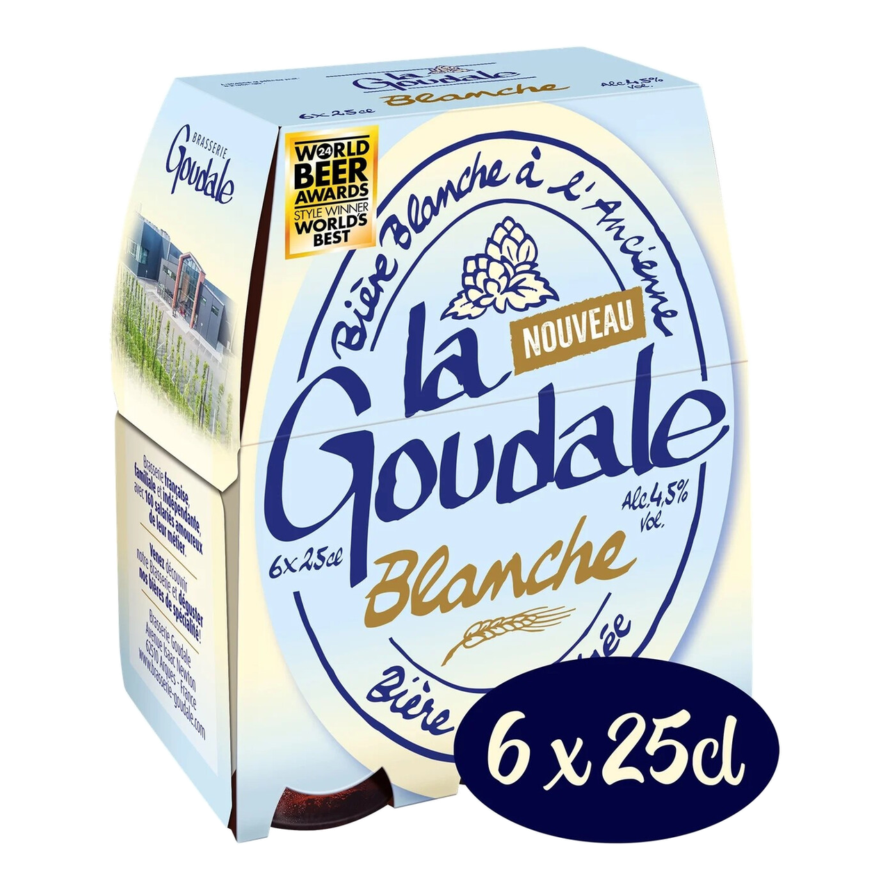 LA GOUDALE Blanche Bière blanche à l'ancienne 4,5 % - Pack de 6 x 25 cl