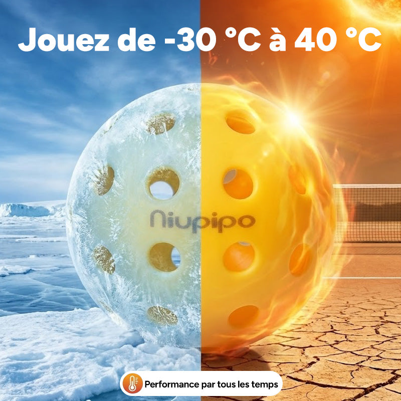 NIUPIPO Lot de 6 balles de pickleball d’extérieur en TPE - Diamètre 74 mm