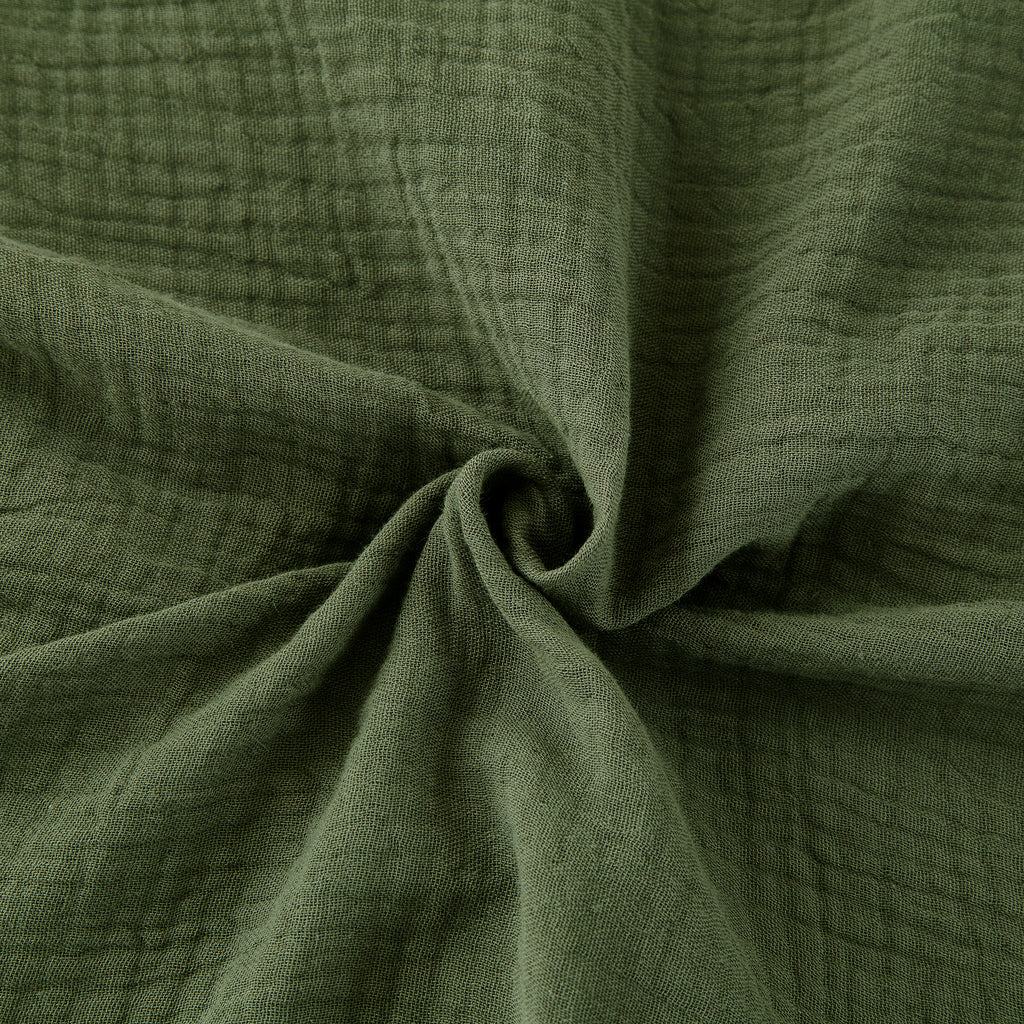 Ensemble housse de couette et taies d'oreiller en double gaze de coton, vert foncé, 155 x 220 cm + 80 x 80 cm x 2