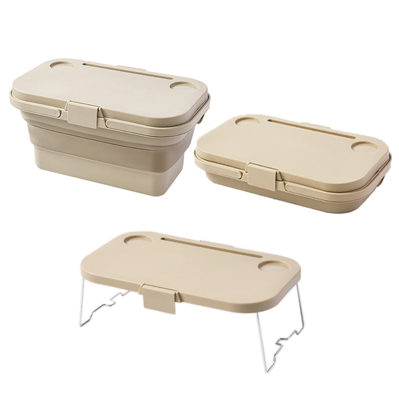 JORDAN&JUDY Panier de rangement pliable à main, couvercle pouvant servir de mini-table, kaki, 47 x 28,5 x 23,5 cm