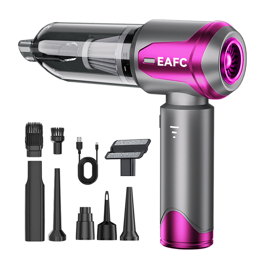 EAFC Aspirateur sans fil 16000 Pa 4-en-1 pour voiture, puissant, moteur sans balais, 3 vitesses, mini aspirateur de voiture avec plusieurs têtes de brosse
