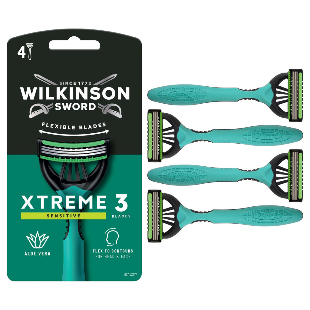 WILKINSON SWORD Xtreme 3 - Rasoirs Jetables Sensitive Plastique Recyclé - x 4