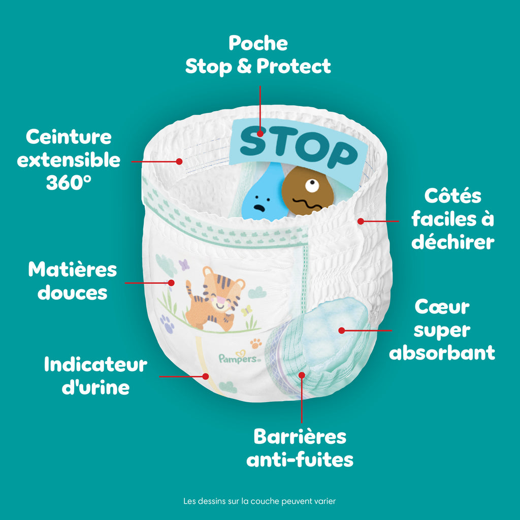 Pampers Baby-Dry Pants, Taille 6, 20 Couches-Culottes, 13-19kg, Protection 360° contre les fuites jour et nuit
