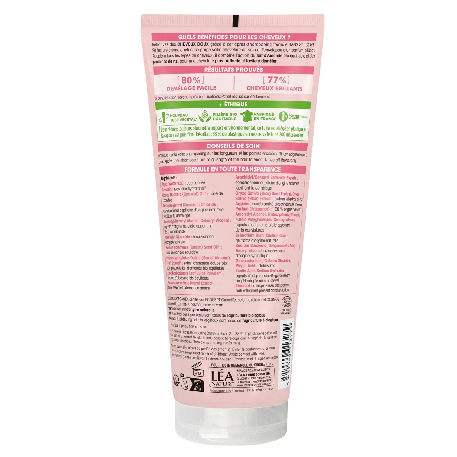 SO'BIO ETIC Après-Shampoing Hydratant Démêlant pour Tous types de cheveux Lait d'amande Bio 200 ml