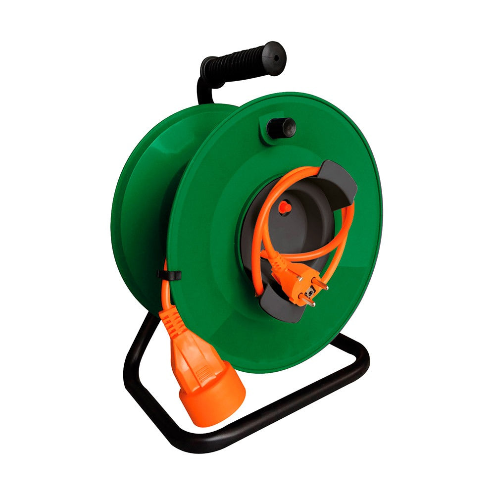 Enrouleur de câble de jardin préfilé vide 3G1,5 mm² 70 cm + disjoncteur - Noir - Zenitech