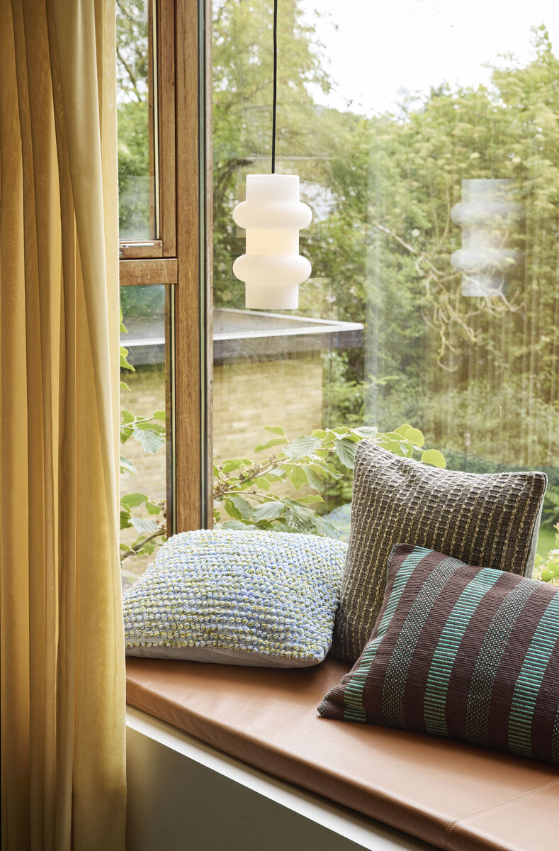 Hübsch Ori Housse de coussin - Olive/beige