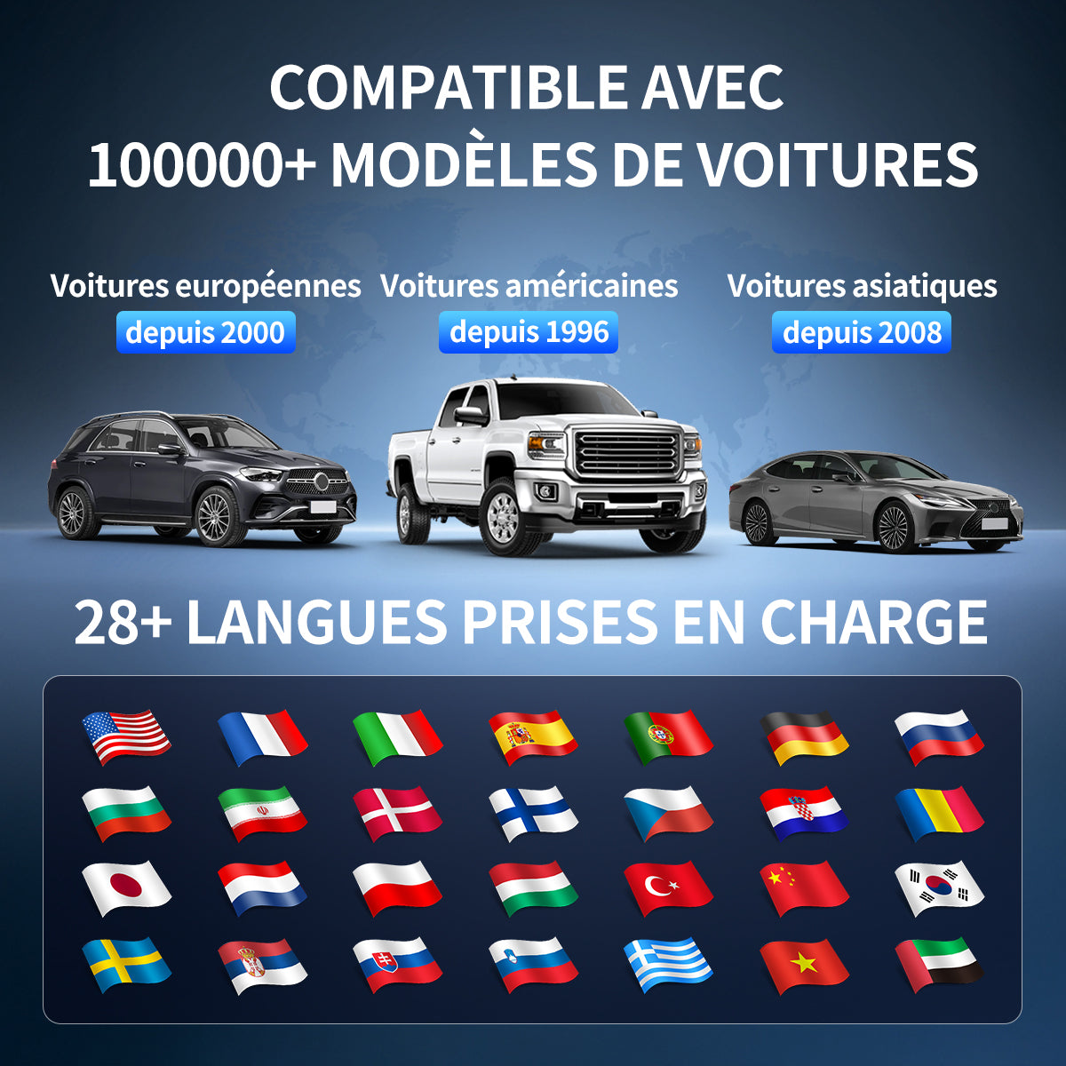 MUCAR 892BT Scanner OBD2 professionnel avec mises à jour gratuites à vie, codage ECU, tests bidirectionnels, CAN-FD & DoIP, diagnostic IA, tablette 8" avec VCI magnétique