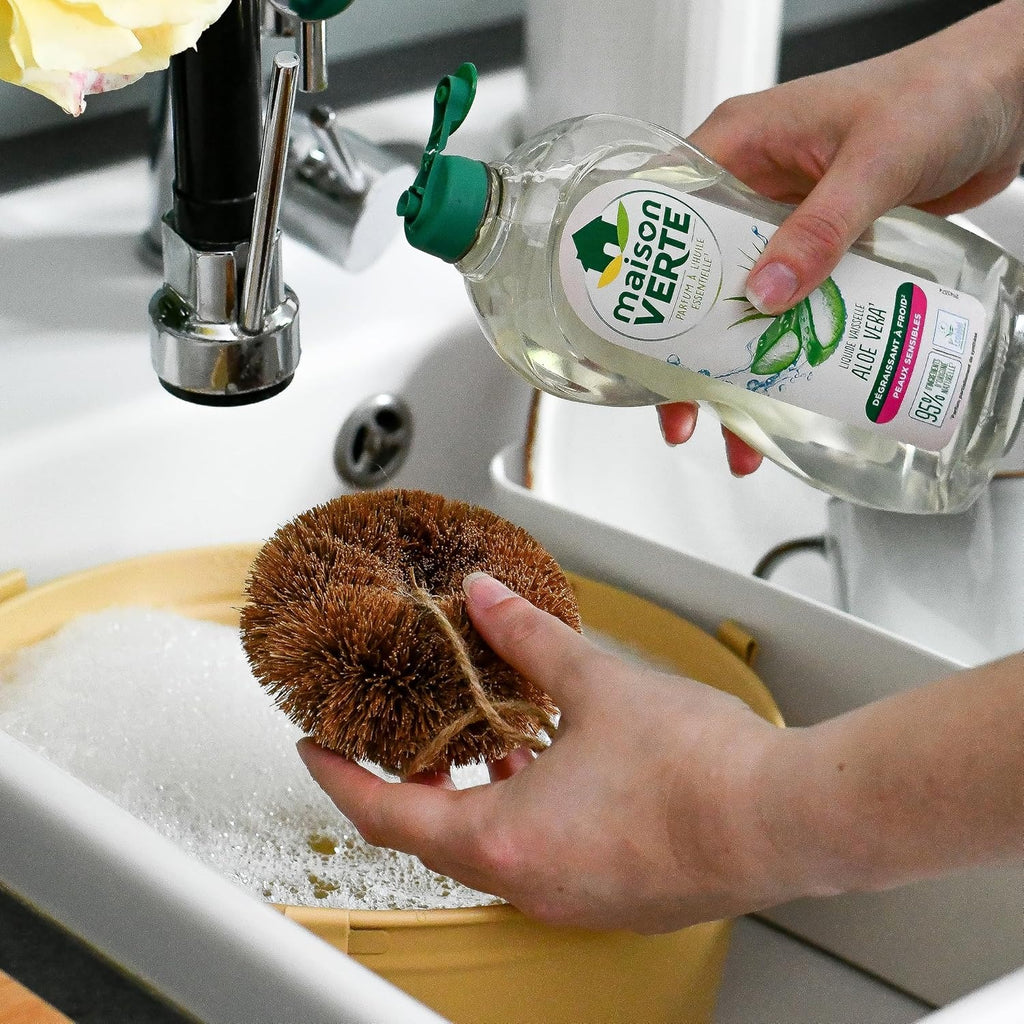 Maison Verte Liquide Vaisselle, Aloe Vera & Huiles Essentielles Biologiques, Dégraissage à Froid, 500 ml