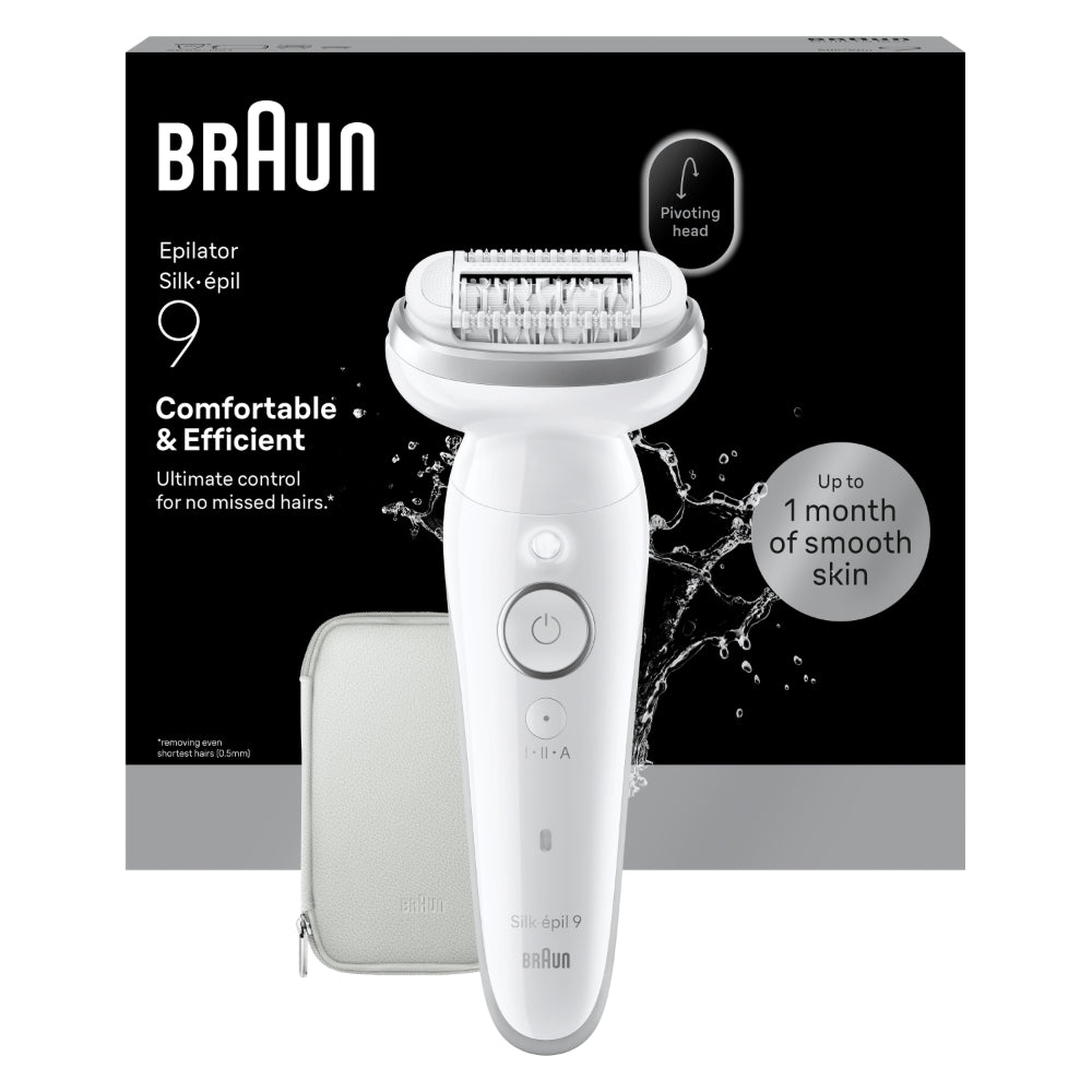 Braun Silk épil 9, Épilateur, Utilisation Sous la Douche ou Sur Peau Sèche, SES9-000, Argent