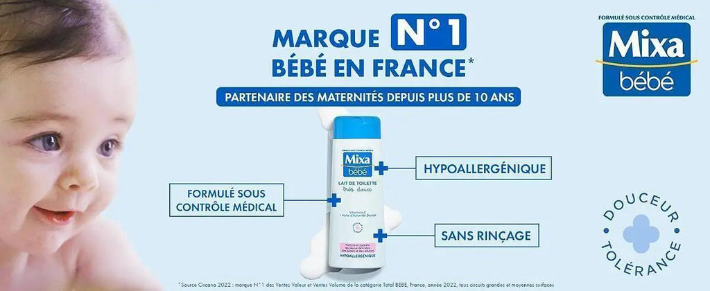 Mixa Bébé Lotion Nettoyante Très Douce, pour Peaux Sensibles, 300 ml