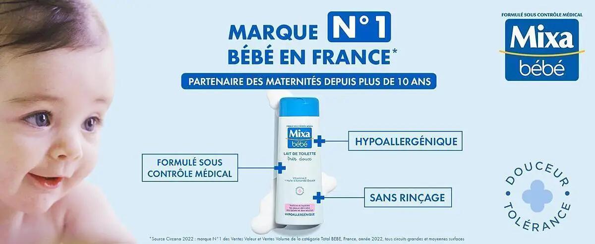 Mixa Bébé Lotion Nettoyante Très Douce, pour Peaux Sensibles, 300 ml